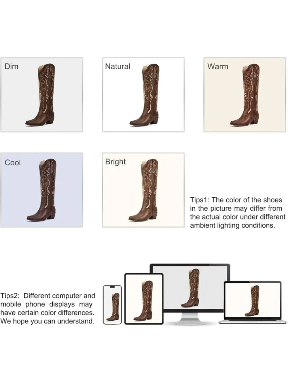 Women's Brown Chunky Heel Slip on Pointed Knee High Cowgirl Tall Boots